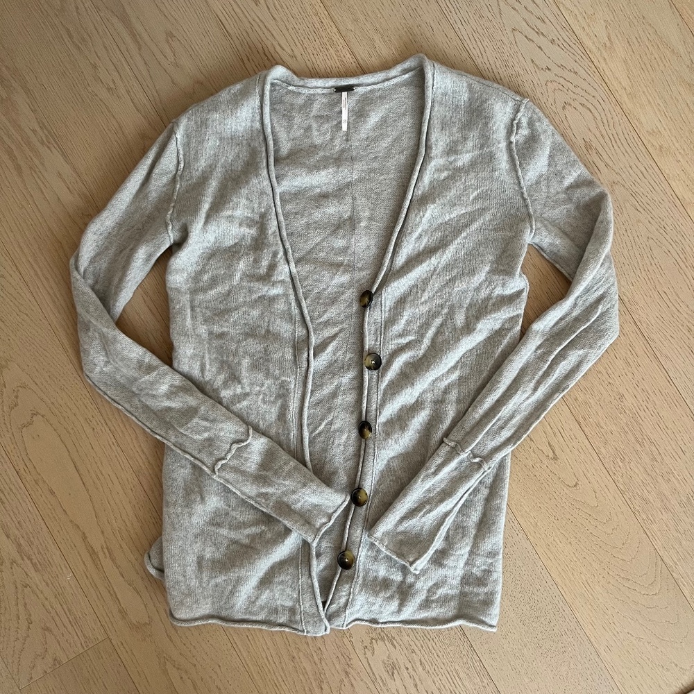 Free People XS Grey Cashmere Cardigan
